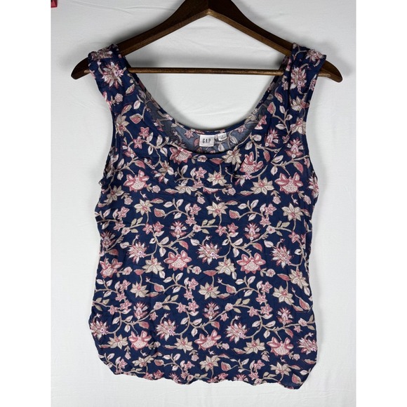 GAP Tops - GAP Womens Small Floral Tank Top Blue Pink Sleeveless Lightweight Blouse
